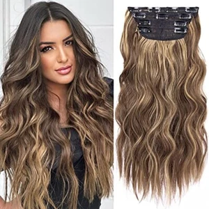 4PCS 22/24/26Inch Clip in Hair Extensions Invisible Thick Hairpieces for Women - Picture 1 of 15