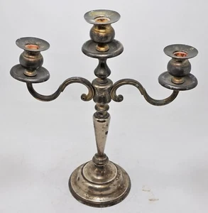 Antique Brass EPNS Silver Plated Candle Holder Original Old Hand Crafted - Picture 1 of 6