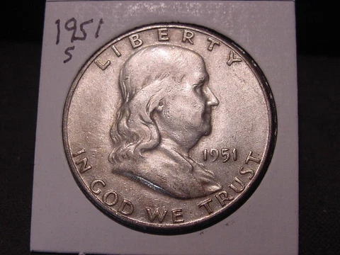 1951-S FRANKLIN HALF XF AU NICE BETTER DATE FREE SHIPPING Cover