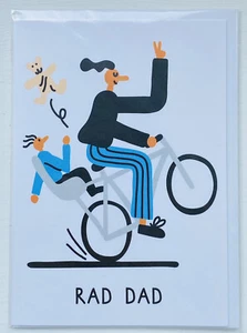 Rad Dad! Bicicleta, Tarjeta de Feliz Día del Padre, Padrastro de Papá Nuevo y Sobre - Imagen 1 de 2
