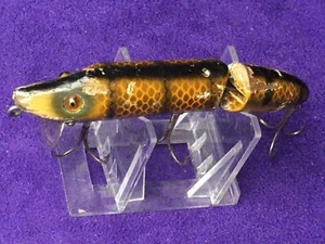 ANCIEN LEURRE ARTICULE EN BOIS HEDDON JOINTED VAMP 7300 SHINER SCALE ETAT USAGE - Photo 1/4
