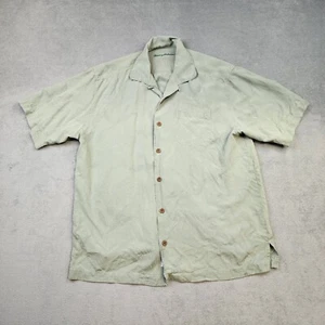 Tommy Bahama Shirt Mens Medium Green Button Up Hawaiian Short Sleeve 100% Silk - Picture 1 of 16