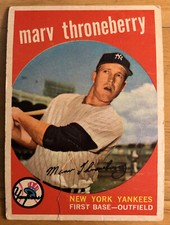 1959 Topps Marv Throneberry Baseball Card #326 Yankees First Base Low-Grade Poor