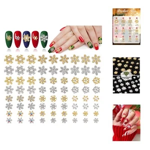 72 Pcs Christmas Snowflake Nail Charms, 3D Glitters Nail Rhinestones with Gem... - Picture 1 of 8