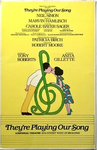PÓSTER TARJETA VENTANA BROADWAY ORIGINAL TEATRO IMPERIAL "ESTÁN TOCANDO NUESTRA CANCIÓN" - Imagen 1 de 2