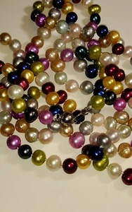Vtg Multi Colored Freshwater Pearls 8 To 9mm 52" - Picture 1 of 7