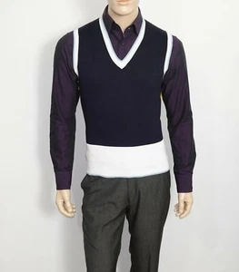 $250 NEW BLACK FLEECE Vest in Blue and Yellow Size Medium-BB2 100% Cotton - Picture 1 of 12