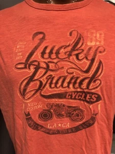 Camiseta grande naranja-ish Lucky Brand motocicletas Los Ángeles California - Imagen 1 de 7