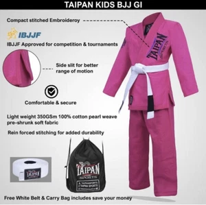 Taipan Brazilian Jiu Jitsu Kids Pink Kimono White Belt Size Koo - Picture 1 of 24