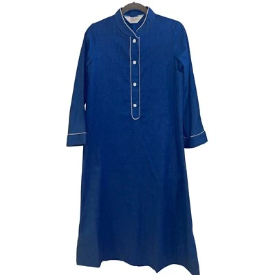 Sears Loungewear Vintage Womens Nightgown Size Medium Blue Caftan Side Slits - Image 1 of 4