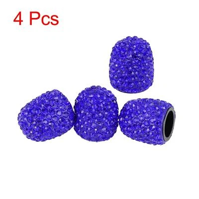 4PCS Bling Faux Crystal Car Tire Valve Stem Caps Tyre Air Cap Cover Dark Blue - Image 1 of 4