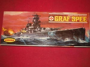 1962 ISSUE AURORA ADMIRAL GRAF SPEE POCKET BATTLESHIP MODEL KIT UNBUILT - Picture 1 of 7