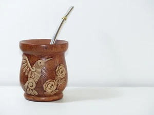 Wooden Algarrobo Mate Cup + Straw + Gift - Yerba Mate Tea - Handmade - Argentina - Picture 1 of 4