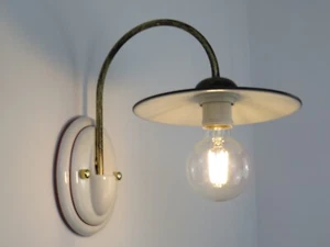 Lampada da parete applique a muro in ceramica marrone classico rustico vintage - Foto 1 di 4