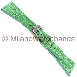 22mm Glam Rock High Quality Hand Made Light Green Genuine Crocodile Watch Band - Picture 1 of 5