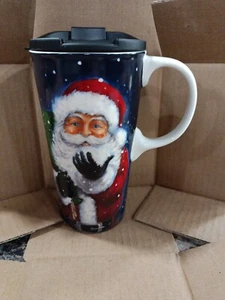 Evergreen Santa Travel Mug Keramik Weihnachtsmann Getränkebecher 17oz Santa Box - Bild 1 von 7