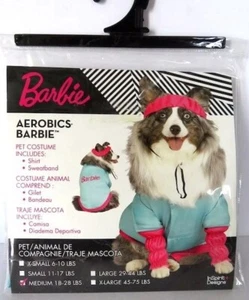 Barbie Aerobics Pet Costume Small 11-17 Lbs Shirt Sweatband Turquoise & Pink - Picture 1 of 4