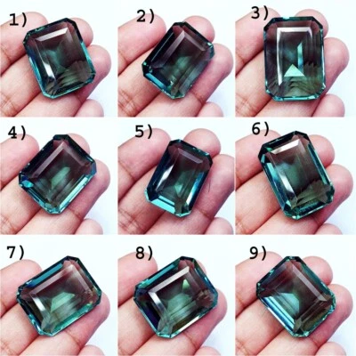 Piedra preciosa suelta certificada de 32 a 49 quilates con forma de esmeralda de amatista verde con regalo gratis Foto 1 de 2