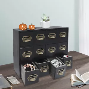 12 Drawers Vintage Tabletop Library Card Catalog Cabinet Storage Box NEW - Picture 1 of 19