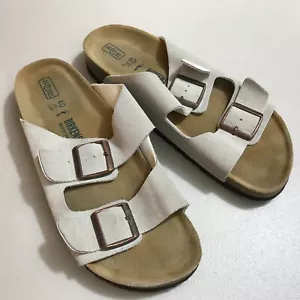Birkenstock Arizona Soft Footbed Light Gray Suede Sandal Narrow EU 40 US L9 M7 - Picture 1 of 14