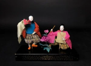 2 Antique NINGYO Japanese Dolls Playing Drums SHISHIMAI Lion Dance - Picture 1 of 10
