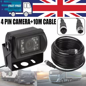 Car Reversing Camera 4Pin W/ 10M Video Cable Truck Bus Van Rear View Kit 12V/24V - Picture 1 of 12