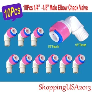 10PCS Check Valve 1/4" -1/8" One Way Thread Elbow Male Push Fit Water Filter RO - Picture 1 of 4