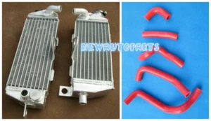 Red Aluminum Radiator + Hose For 1997-2006 Kawasaki KDX200/KDX220 05 04 03 02 01 - Picture 1 of 6
