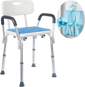 New Medokare Shower Seat Adjustable Padded Shower Stool with Back Rest Tool-Free