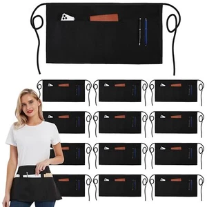 12 Pack Server Aprons With 3 Pockets Waitress Aprons For Women Men Water Resista - Picture 1 of 8