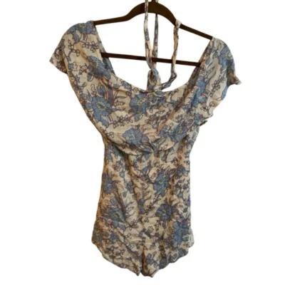 Mameluco con volantes con halter floral rosa rubor exuberante Foto 1 de 4