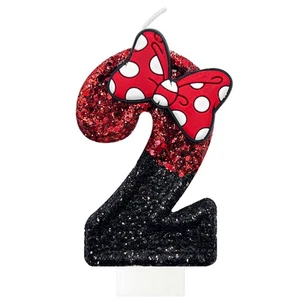 2Th Birthday Candle for Cake，Red with Bowknot Candles,Red Birthday Decoration... - Foto 1 di 7