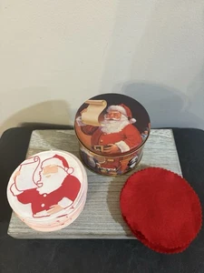Vintage Weihnachten Untersetzer Set Weihnachtsmann Feiertage Blech Papier Barwagen - Bild 1 von 13