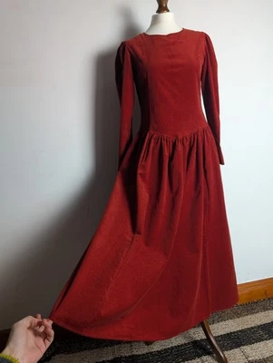 Vestido Vintage Laura Ashley Terracota Naranja Midi/Maxi Courdroy Mediano (10-12) Foto 1 de 4