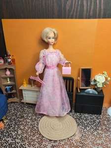 Vintage Barbie Outfit - Chiffon Kissing Dress 1978 #2597 + Purse, Shoes & Hanger - Picture 1 of 21