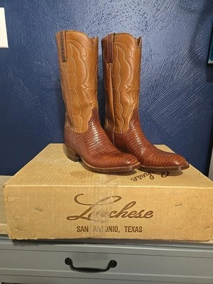 ¡NUEVO CON CAJA! Botas occidentales vintage personalizadas exóticas Lizard Lucchese para mujer (6,5D) Foto 1 de 4