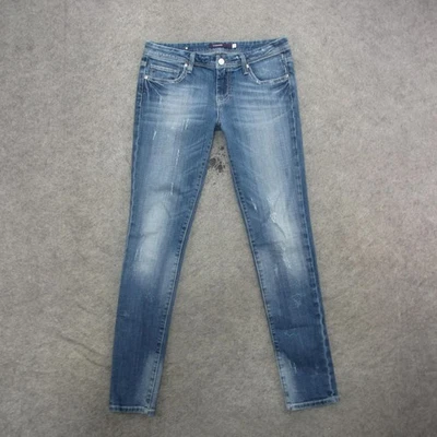 Vigoss Jeans Womens 7/8 Blue Skinny Stretch Distressed Embroidered Pockets - Image 1 of 4