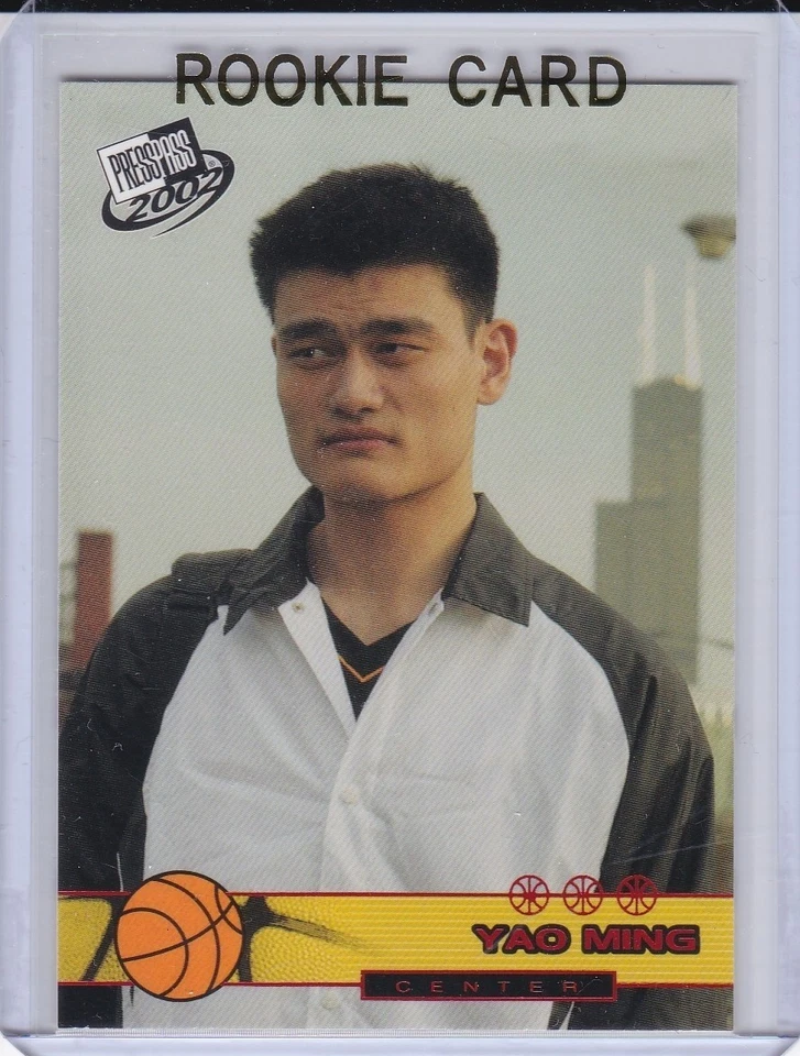 Tarjeta de novato Yao Ming 2002 Press Pass #1 NBA Draft Pick China RARA VERSIÓN ROJA RC Foto 1 de 2