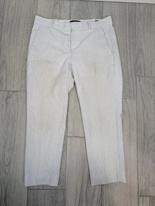 Banana Republic Hose Damen 6 weiß grau Avery Petite gestreift Crop Stretch Arbeit - Bild 1 von 7