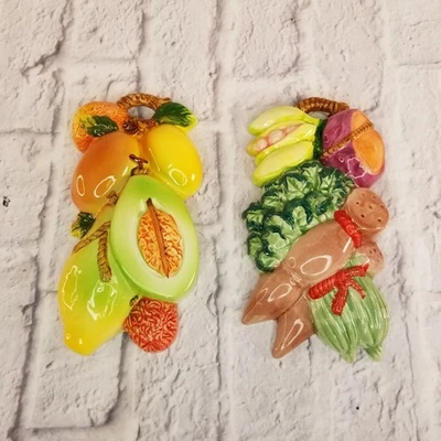 Винтажный керамический фрукты овощи лот из 2 кухни настенный подвесной декор 9» - Изображение 1 из 4