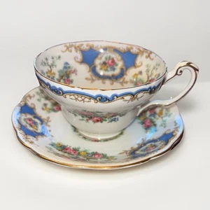 E. Brain Foley Cup & Saucer Broadway #2651 Blue & Gold 1948-1963 England Roses - Picture 1 of 6