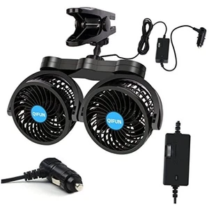 Adjustable Dual Head 12V 360° Rotatable 4 Inches Car Clip Fan for Car Fan - Picture 1 of 7