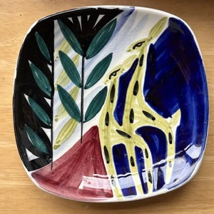 Stavangeflint Inger Waage hand painted giraffe plate 5 inch 1950s Scandinavian - Picture 1 of 2