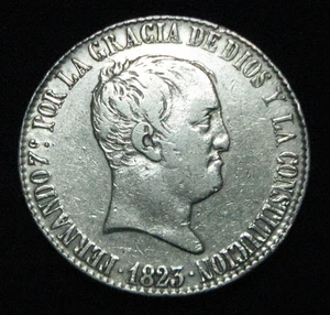 ZALDI2010 - FERNANDO VII - 20 REALES DE 1823 , MADRID . 26,73 gramos/37mm PLATA - Picture 1 of 3