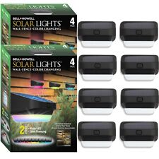 Bell + Howell Color Changing Solar Deck Fence Lights, For Patios, Stairs 8 Pack
