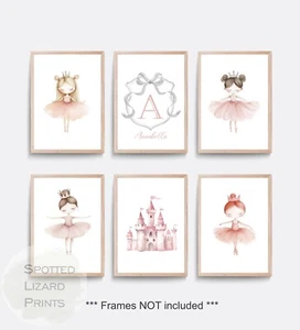 Personalised Ballerina Baby Nursery Wall Art Prints Ballet Girls - Picture 1 of 14
