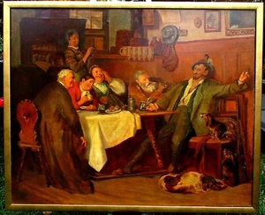 >JÄGERLATEIN UM 1900< Ölgemälde, 103x125cm, mit Rahmen, akademische Arbeit - Bild 1 von 12