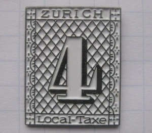 ZÜRICH LOCAL TAXE 4 RAPPEN / POST STAMP ..............Pin (165k) - Picture 1 of 1