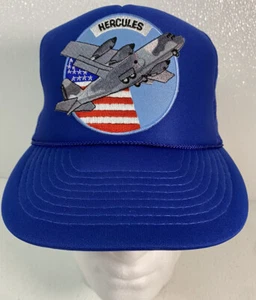 C-130 Hurcules Mesh Snap Back Blue Baseball Hat Militaria Headmost - Picture 1 of 6