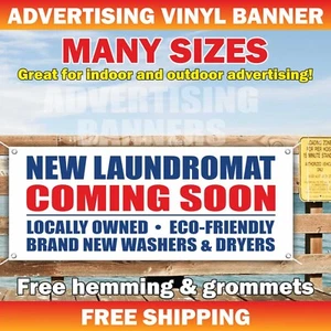 NEW LAUNDROMAT COMING SOON Advertising Banner Vinyl Mesh Sign CLEANING Laundry - Picture 1 of 5